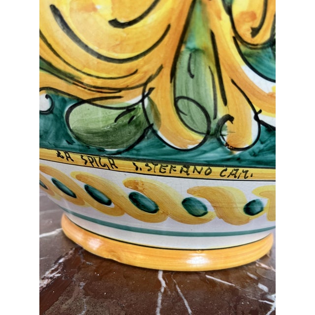 Large Sicilian Glazed Ceramic Cachepot from Santo Stefano Di Camastra, 1970s For Sale - Image 9 of 14