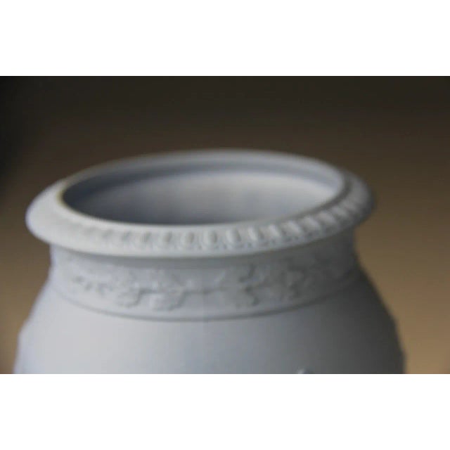 Mid-Century Modern Vintage Wedgwood Acanthus and Bullrush Blue Jasperware Vase For Sale - Image 3 of 11