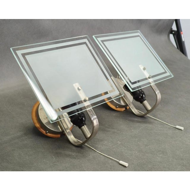 Art Deco Glass Wall Lights, Czechoslovakia, 1940s, Set of 2 For Sale - Image 3 of 11