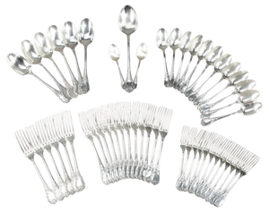 Louis XV Silver-Plated Flatware, 1900s, Set of 51