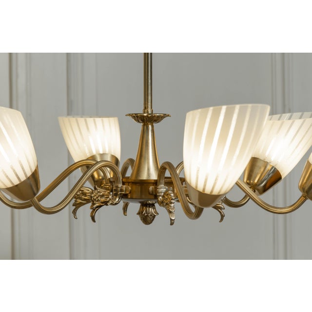 1950s Brass Chandelier, Sweden, 1950s For Sale - Image 5 of 9