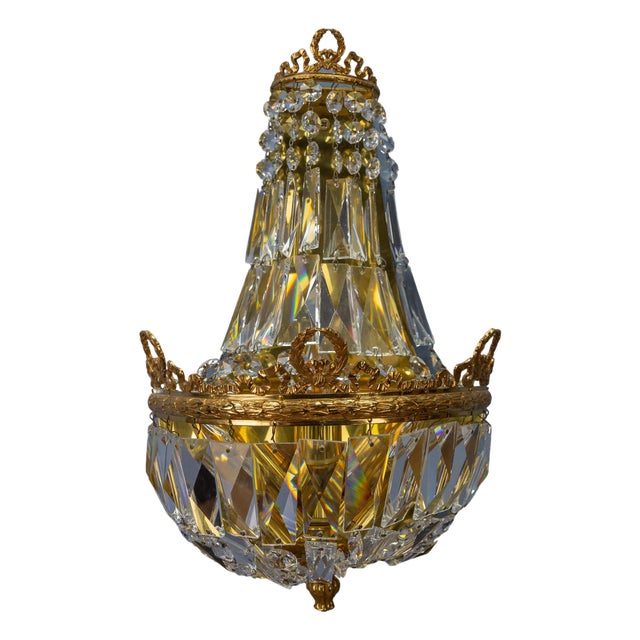 German Empire Style Crystal Glass and Brass Sconce by Palwa, 1960s For Sale