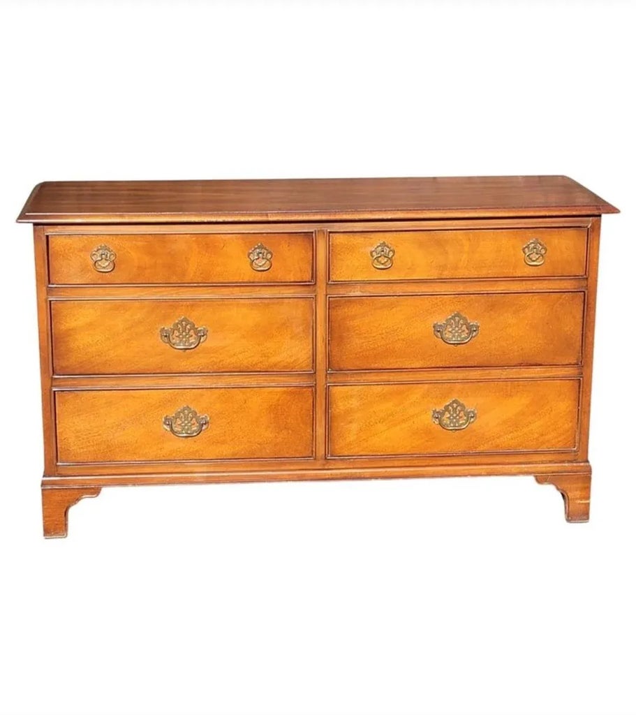 1960s Drexel Solid Genuine Cherry Chippendale Double Dresser