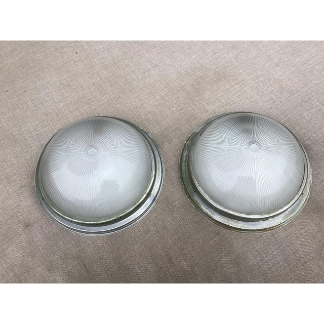 Vintage Industrial French Ceiling Lights from Holophane, 1930s, Set of 2, in Good conditions. Designed 1920 to 1949 This...
