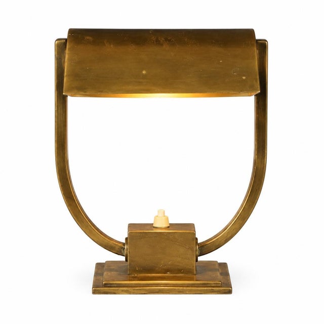 Art Deco Brass U-Frame Desk Lamp with Pivoting Shade, 1930s For Sale - Image 11 of 11