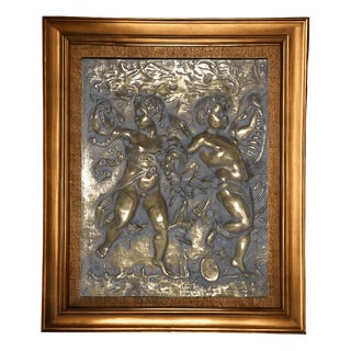 Embossed Bronze Tile with Dancing Cupids attributed to Leonardo Da Vinci For Sale
