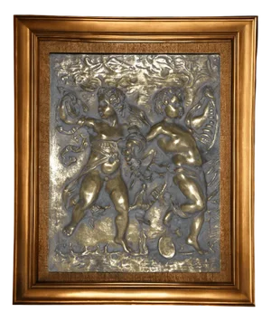 Embossed Bronze Tile with Dancing Cupids attributed to Leonardo Da Vinci