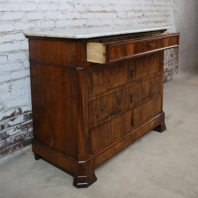 French 19th Century Louis Philippe Walnut Chest With White Marble Top For Sale - Image 3 of 6