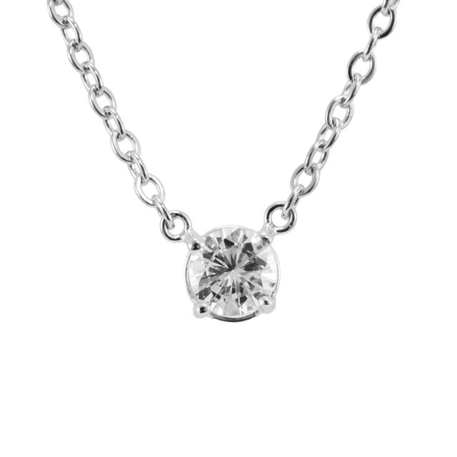 Modern Unisex 18k White & Yellow Gold 0.51ct Diamond Solitaire Chocker Pendant Necklace For Sale - Image 3 of 7