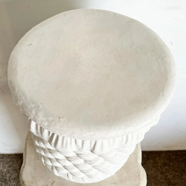 Coastal Coastal Cast Ceramic Sculpted Seashell Side Table/Pedestal For Sale - Image 3 of 8