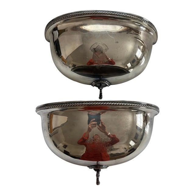 Pair of Vintage Silver Cloche Wall Pockets For Sale