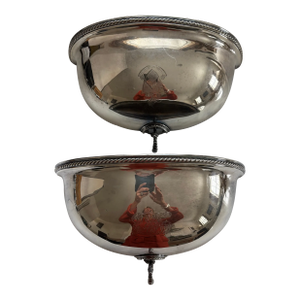Pair of Vintage Silver Cloche Wall Pockets