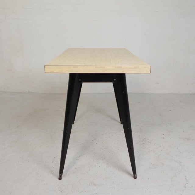 Metal Model Tolix T55 Bistro Table with Formica Top from Henri Julien, 1950s For Sale - Image 7 of 18