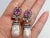 Bochic "Orient" Vintage Ruby, Topaz & White Pearls Earrings Set 18K Gold & Silver For Sale - Image 16 of 18