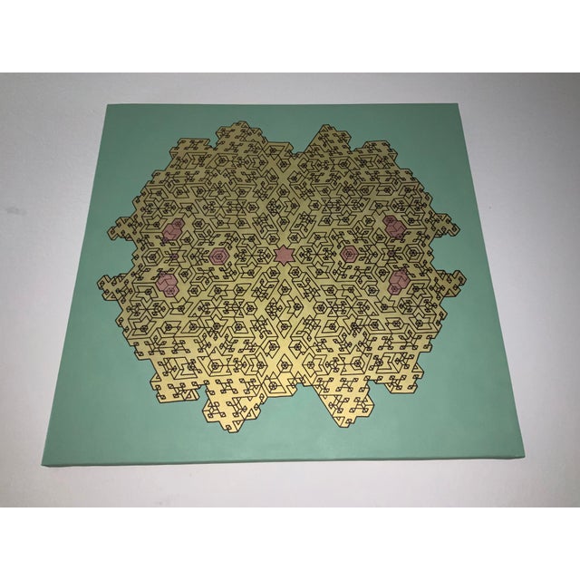 Wood Pareidolia Labyrinth Origami Fractal Face Optical Illusion Canvas Painting, Anthropomorphic Geometry For Sale - Image 7 of 10