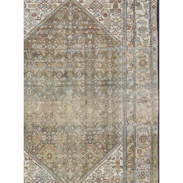 Antique Persian Malayer Rug With Medallion and Geometric Design For Sale - Image 4 of 13