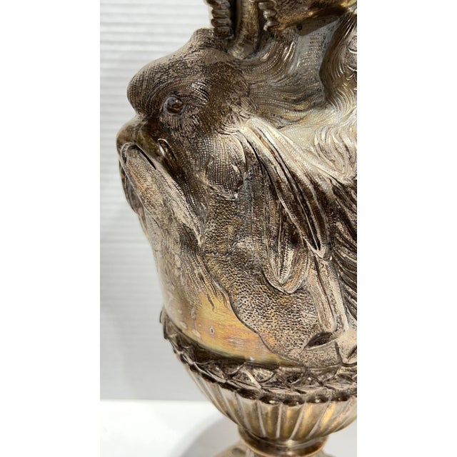 19th Century French Silvered Bronze Ewer Form Vases in Louis XVI Style - A Pair For Sale - Image 11 of 12