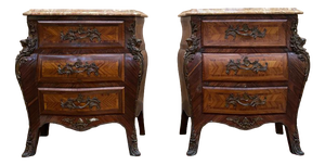 Louis XV Tomb Bedside Tables, Set of 2