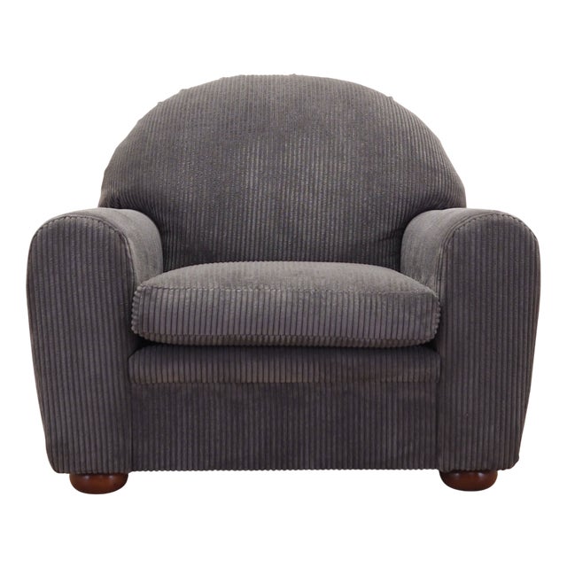 Italian Grey Velour Armchair, 1980s For Sale