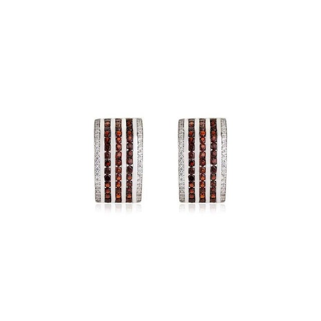 Not Yet Made - Made To Order Channel Set Garnet & Zircon Earrings in Solid Silver for Her, A Pair For Sale - Image 5 of 11