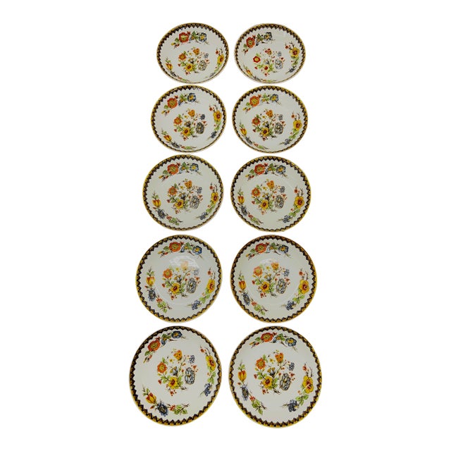 Vintage Haviland Limoges the Amiens Porcelain Floral Print Berry/Dessert Bowls - Set of 10 For Sale