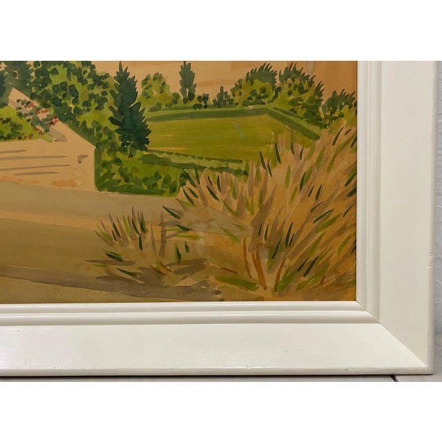 Vintage San Francisco Watercolor "View From Pacific Heights" c.1940s Vintage watercolor on paper over masonite of the San...