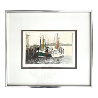 Vintage Puget Sound Etching “Snug Harbor” San Juan Seattle PNW Carol Collette For Sale