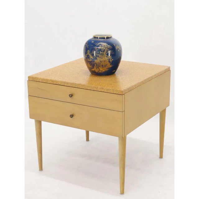 Paul Frankl for Johnson Furniture Cork Top Two Drawer Sqaure End Table Stand For Sale - Image 12 of 13