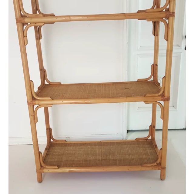 Wood Vintage Large Bamboo Shelf For Sale - Image 7 of 15
