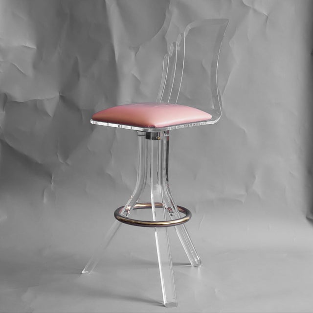 Vintage Mid Century Lucite Bar Stools- Set of 4 For Sale - Image 4 of 10