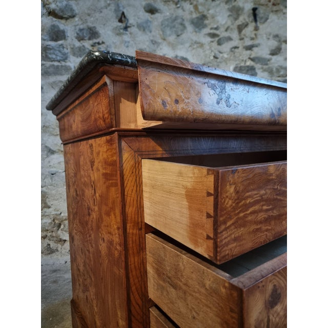 Antique French Elm Commode with Marble Top, 19th Century For Sale - Image 4 of 18