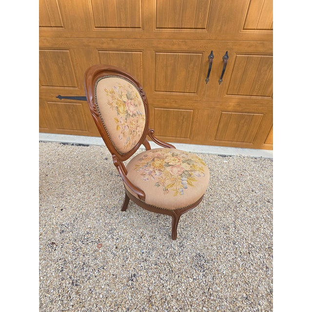 Antique Victorian Needlework Parlor Chair For Sale - Image 17 of 18
