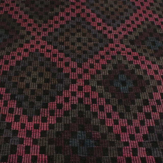Rug & Kilim Vintage Midcentury Geometric Pink Purple and Brown Wool Kilim Rug by Rug & Kilim For Sale - Image 4 of 5