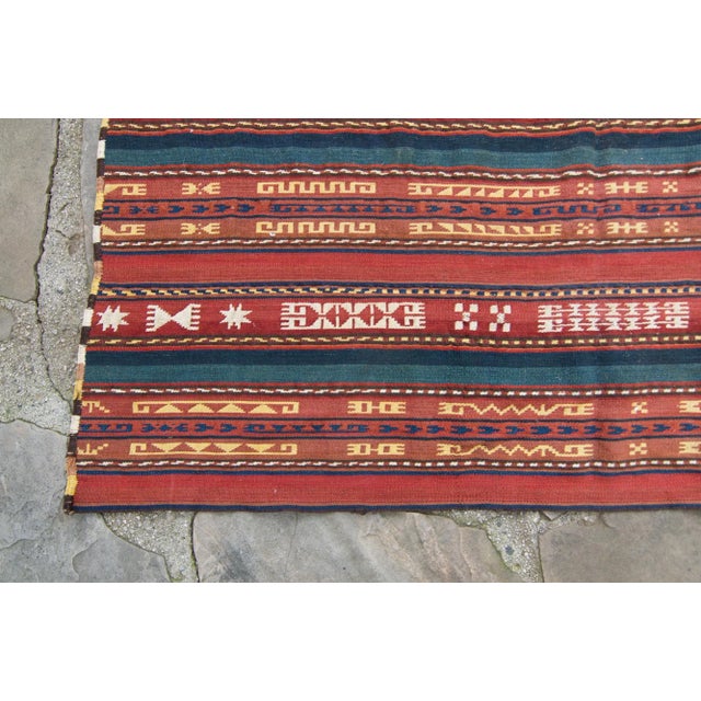 Textile 1920s Antique Hand-Knotted Kilim - 5'1" X 10'11" For Sale - Image 7 of 11