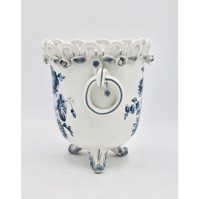 Blue Vintage Ceramic Blue and White Planter For Sale - Image 8 of 11