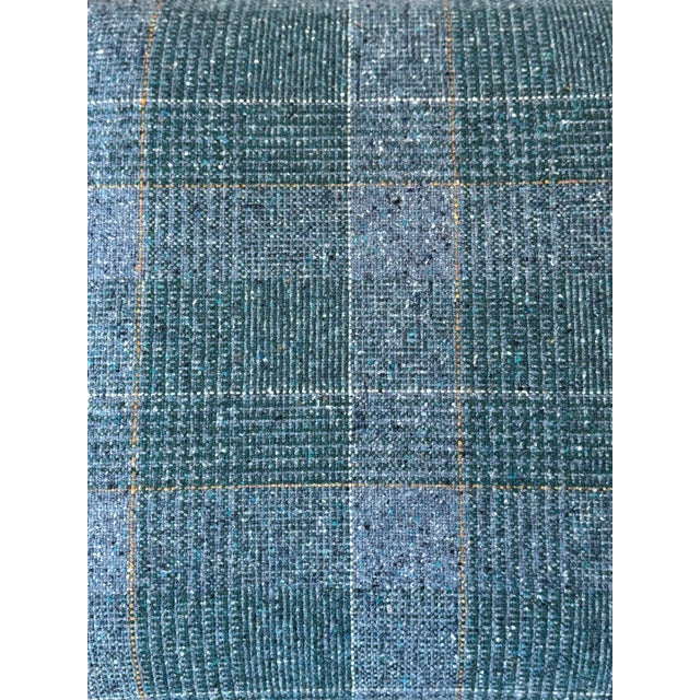Vintage Blue Tweed & Teak Side Chair For Sale - Image 10 of 10