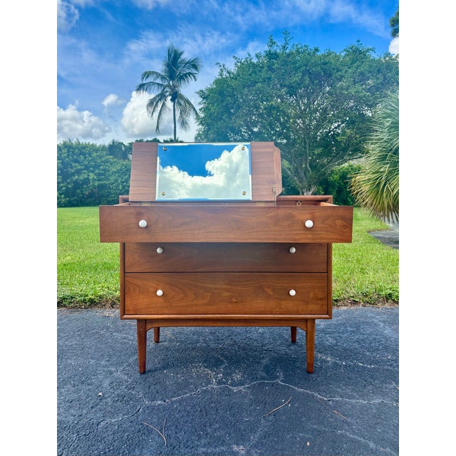 1960s 1960s Kipp Stewart for Drexel Declaration Walnut Chest of Drawers With Vanity For Sale - Image 5 of 12