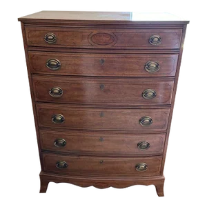 19th Century Inlaid High Boy Dresser by Davis Cabinet Company