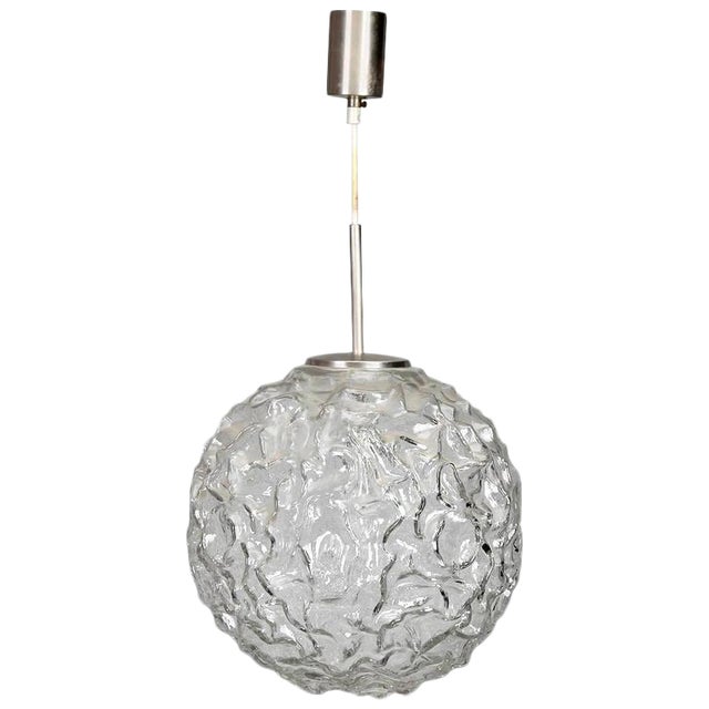 Mid Century Molded And Textured Glass Globe Pendant Light Chairish