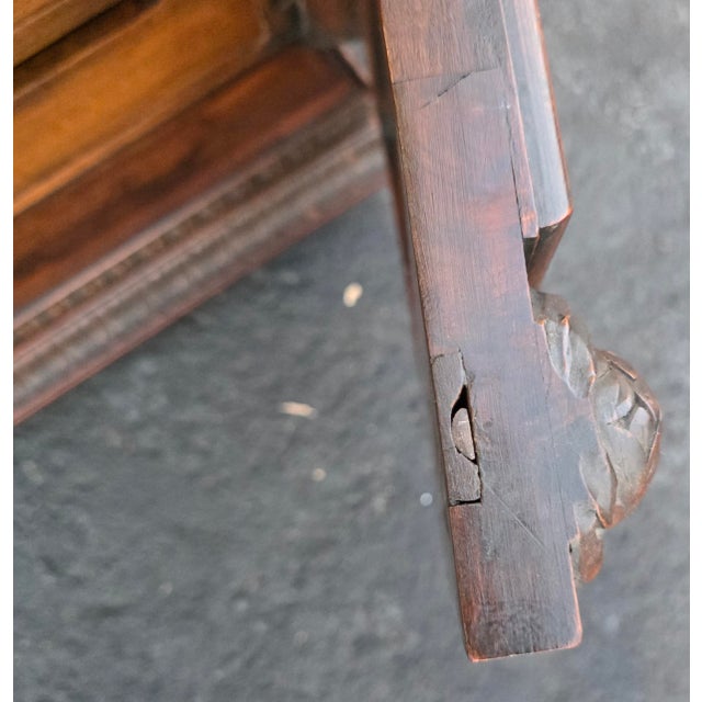 Antique Circa 1880 French Renaissance Revival Partner's Desk, Fully Carved on All Sides With Parquetry Top For Sale - Image 15 of 18