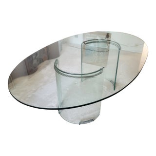 Statement Vintage 1978 Sculptural Glass Dining Table For Sale