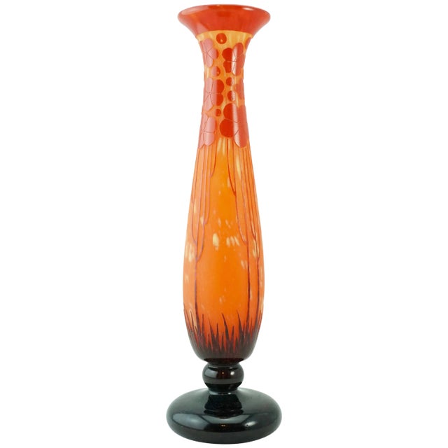 Charles Schneider Le Verre Francais Cardemines Red Cameo Vase For Sale