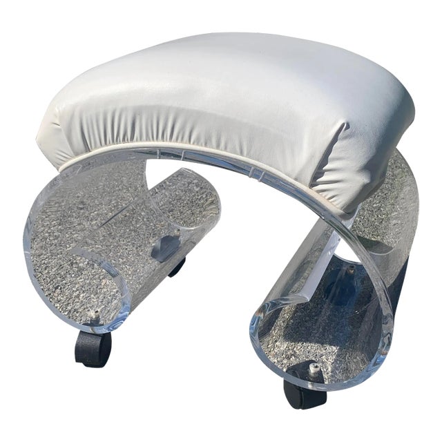 1970s Postmodern Lucite Acrylic Stool Ottoman For Sale
