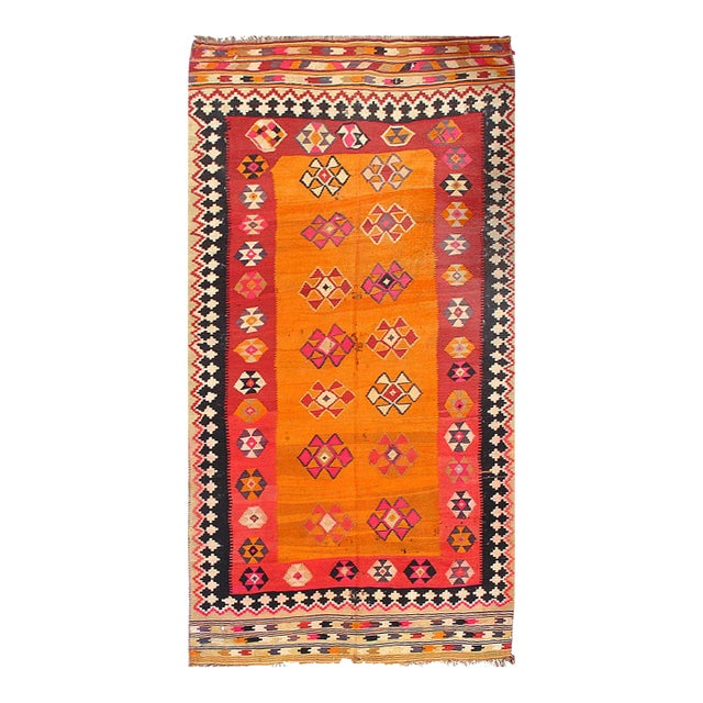 Pasargad DC Gold Color Fine Hand Knotted Kilim Rug For Sale