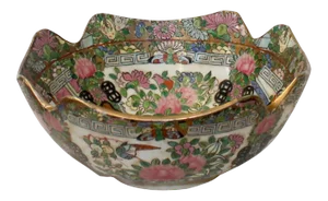 Chinese Oriental Porcelain People Scenery Bowl Container Decor