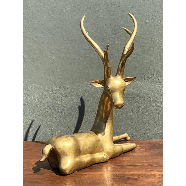 Vintage Brass Deer Sculpture For Sale - Image 14 of 16