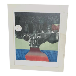 1980s Phyllis Bramson Flower Pot Artist Proof Mixed Media Art