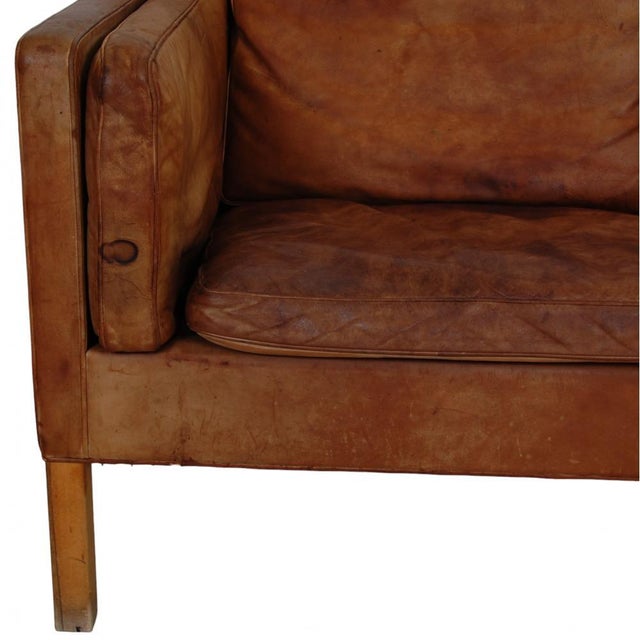 2212 2-Seater Sofa in Patinated Leather by Børge Mogensen for Fredericia, 1970s For Sale - Image 12 of 18
