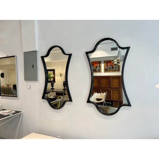 Wood Pair of Lacquered Wood Wall Mirrors For Sale - Image 7 of 8