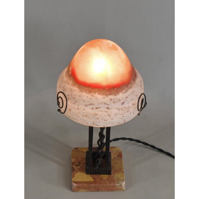 Art Deco 1920s P. Maynadier & Lorrain Daum French Art Deco Mushroom Lamp For Sale - Image 3 of 10